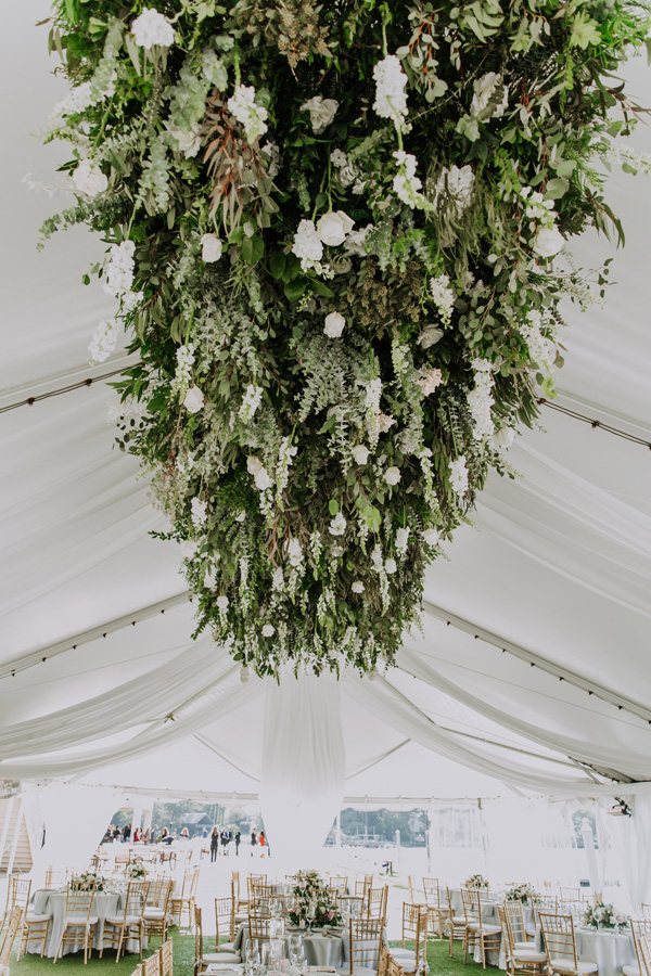 Floral Ceiling at Tented Reception