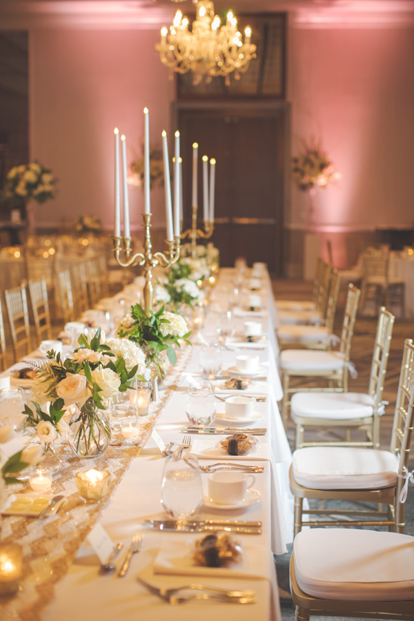 Head Table with Candelabras and Bouquets